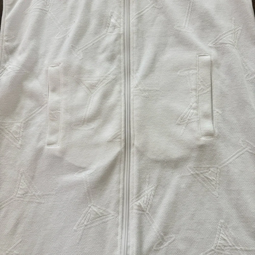 NWOT Kim Rogers White Martini Glass Hooded Swim Cover Up Vest Size Small‎